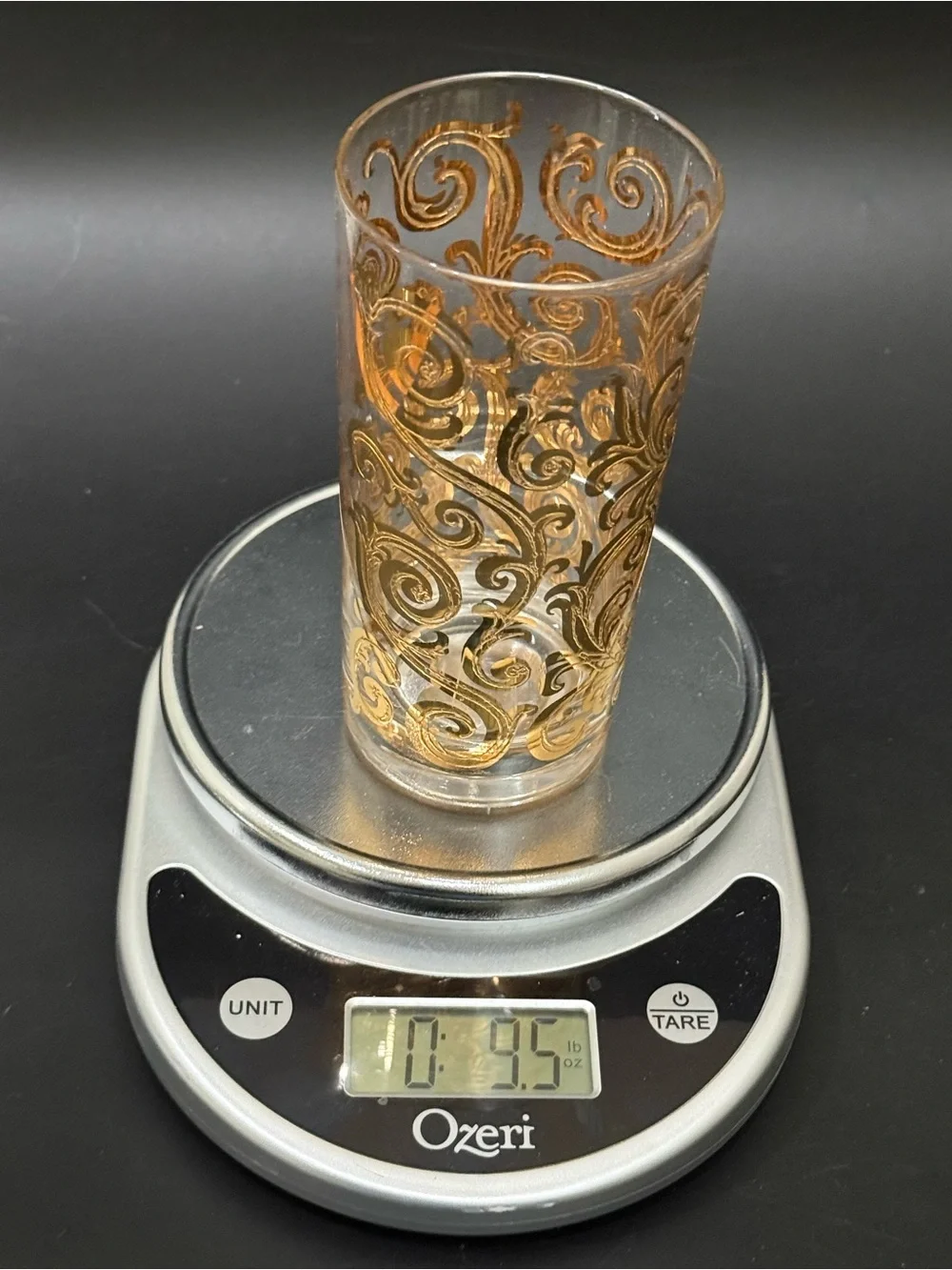 Lot of 4 Vintage MCM Culver Scroll 22k Gold Gilt 5.5” Highball Tumbler Glasses